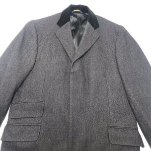 VTG Brooks Brothers Grey Wool Velvet Collar Peak Lapel Bespoke Coat 41 R
